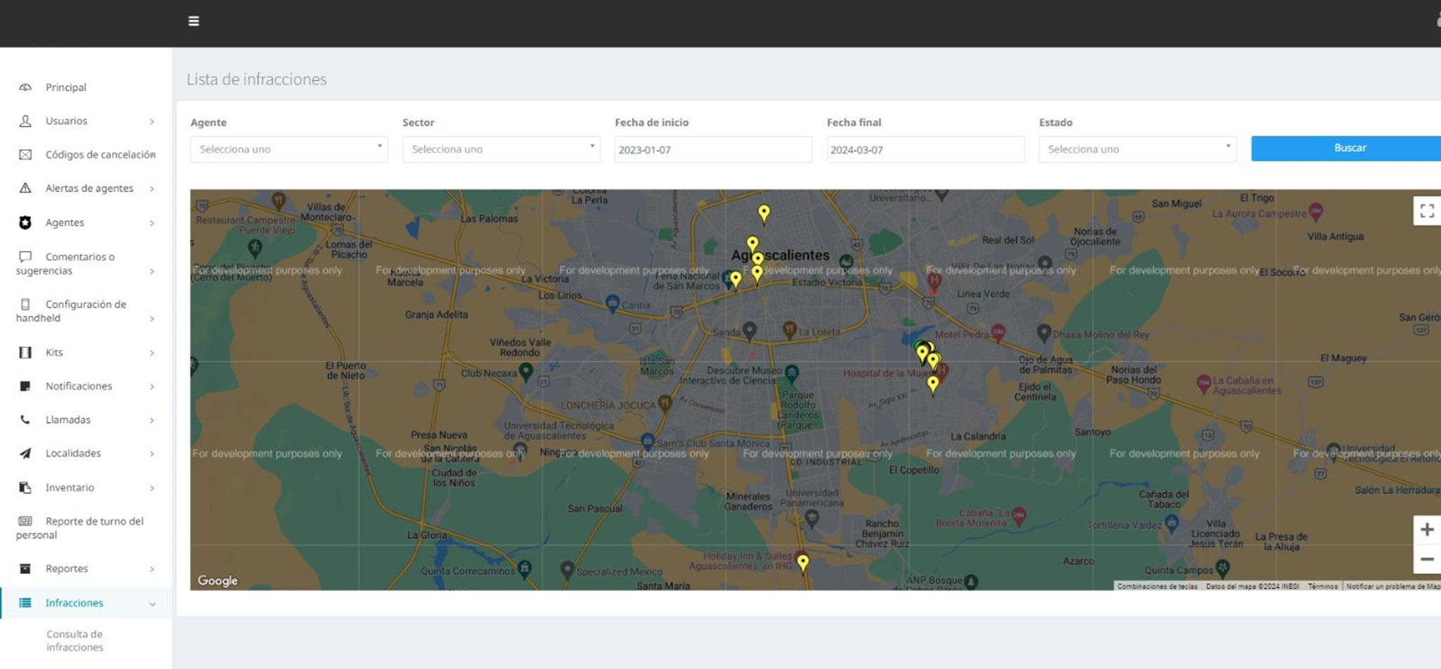 Dashboard web Infracciones Móviles